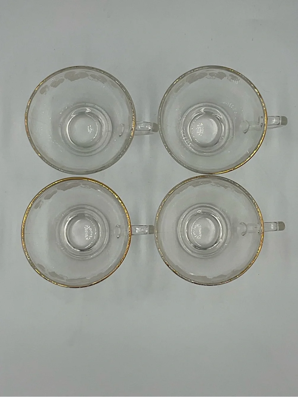 Vintage Anchor Hocking Grape Leaf Punch Cups with Gold Rims Set of 4
